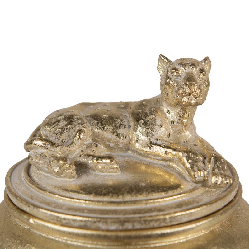 Clayre & Eef Schmuckkästchen Leopard Ø 13x14 cm Goldfarbig Kunststoff