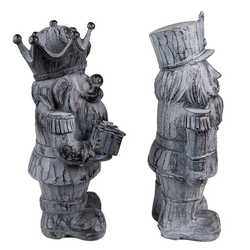 Clayre & Eef Figurine Nutcracker 21 cm Grey Polyresin