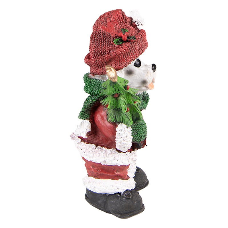 Clayre & Eef Statuetta Cane 15 cm Rosso Verde  Poliresina