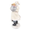 Clayre & Eef Figur Weihnachtsmann 21 cm Beige Grau Polyresin