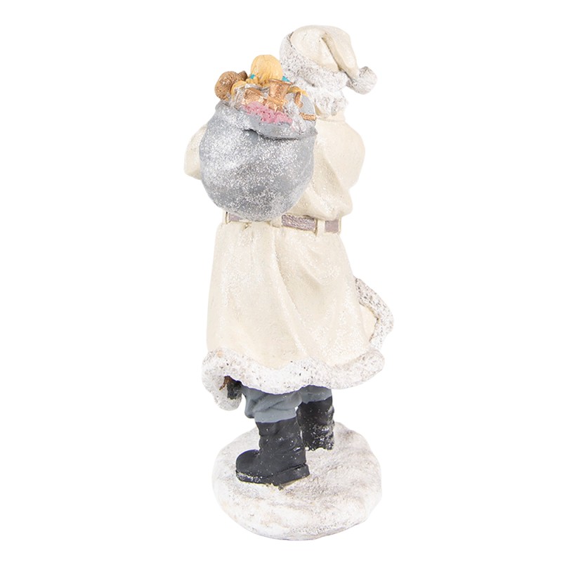Clayre & Eef Figur Weihnachtsmann 21 cm Beige Grau Polyresin