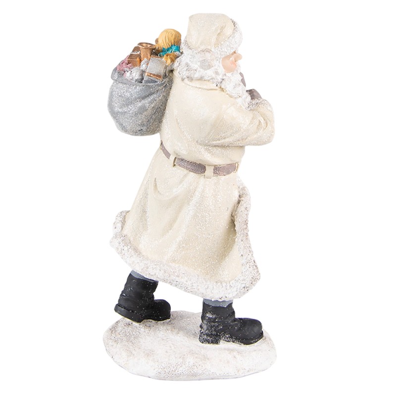 Clayre & Eef Figur Weihnachtsmann 21 cm Beige Grau Polyresin