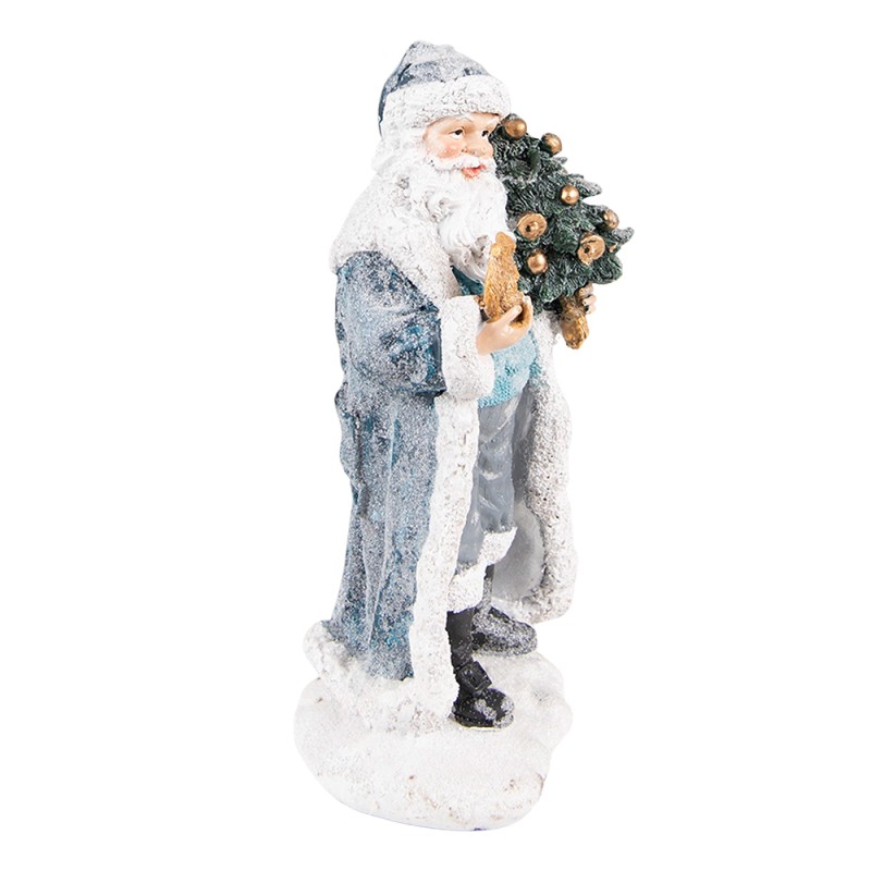 Clayre & Eef Statuetta Babbo Natale  21 cm Grigio Blu Poliresina