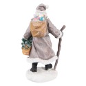 Clayre & Eef Figurine Père Noël 21 cm Gris Marron Polyrésine