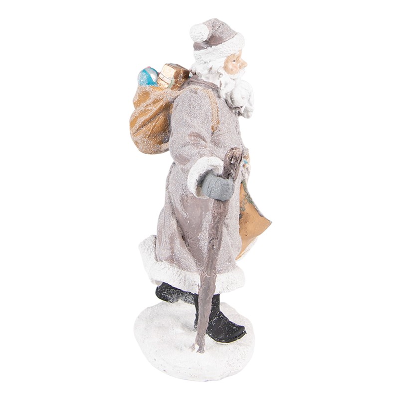 Clayre & Eef Figurine Père Noël 21 cm Gris Marron Polyrésine