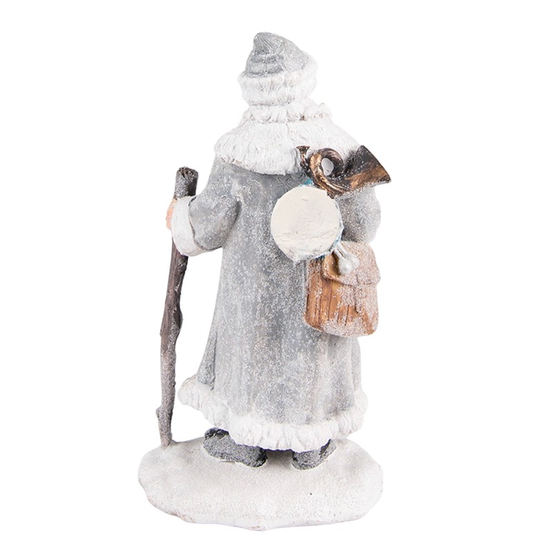 Clayre & Eef Figur Weihnachtsmann 21 cm Grau Blau Polyresin