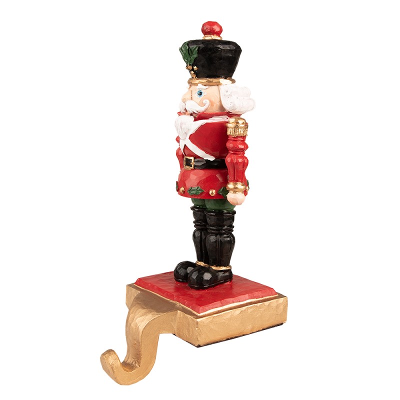Clayre & Eef Hook Christmas Stocking Nutcracker 24 cm Red Black Plastic