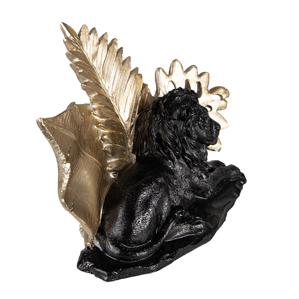 Beeld Leeuw 16 Cm Zwart Goudkleurig Polyresin-image