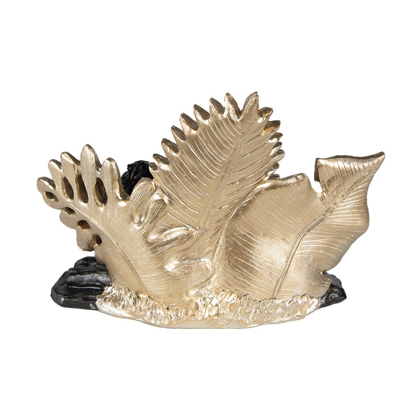 Clayre & Eef Beeld Leeuw 16 cm Zwart Goudkleurig Polyresin