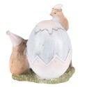 Clayre & Eef Figurine Poussin 12 cm Gris Marron Polyrésine Happy Easter