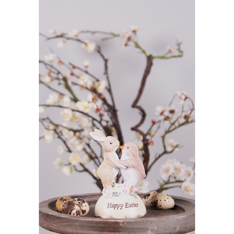 Clayre & Eef Figurine Animals 13 cm Beige Brown Polyresin Happy Easter