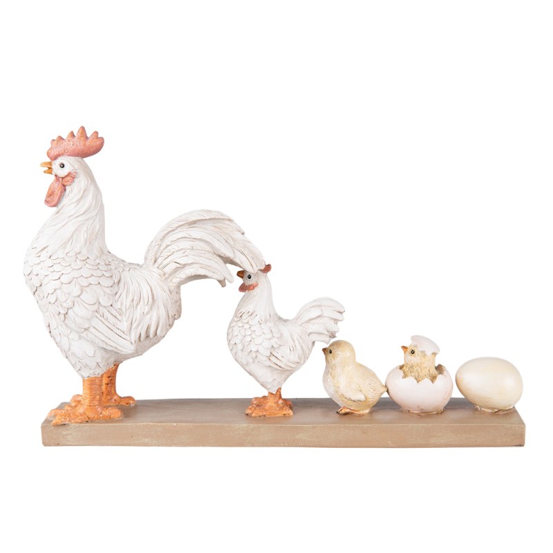Clayre & Eef Figurine Poulet 21 cm Blanc Marron Polyrésine