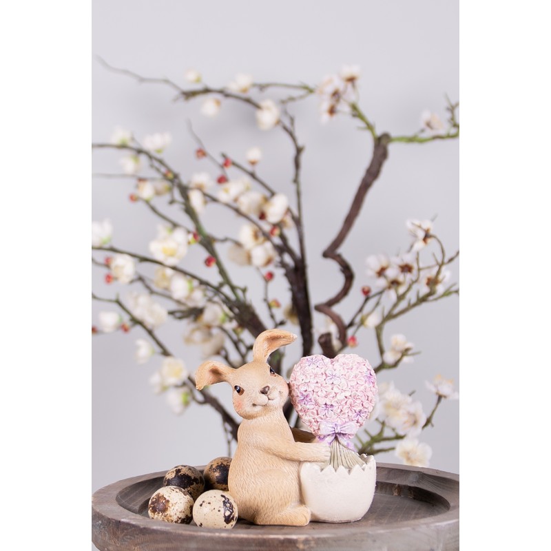 Clayre & Eef Figurine Rabbit 12 cm Brown Pink Polyresin