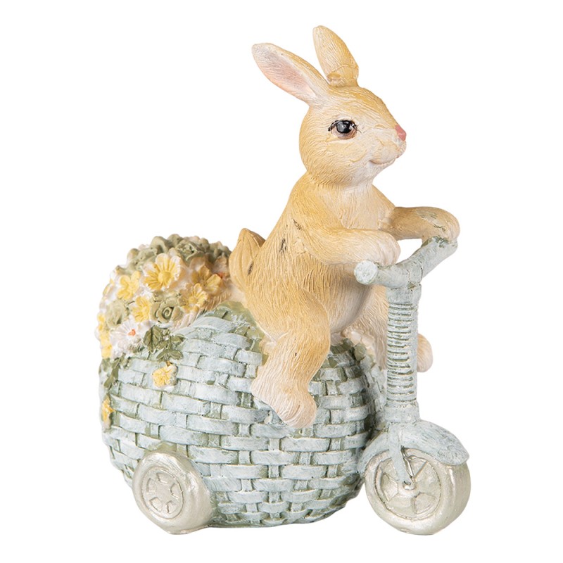 Clayre & Eef Figurine Lapin 13 cm Marron Bleu Polyrésine