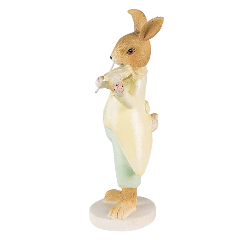 Clayre & Eef Statuetta Coniglio 16 cm Giallo Verde Poliresina