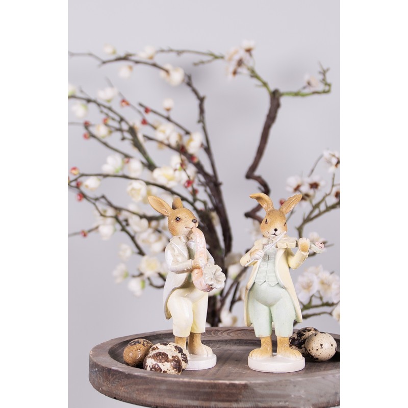 Clayre & Eef Statuetta Coniglio 16 cm Giallo Verde Poliresina