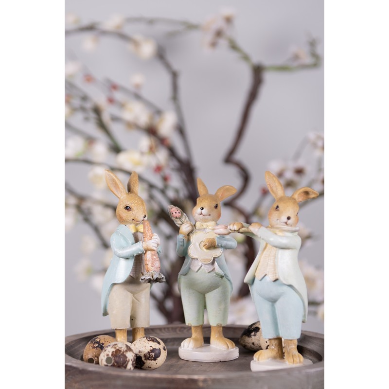 Clayre & Eef Figurine Rabbit 15 cm Green Brown Polyresin