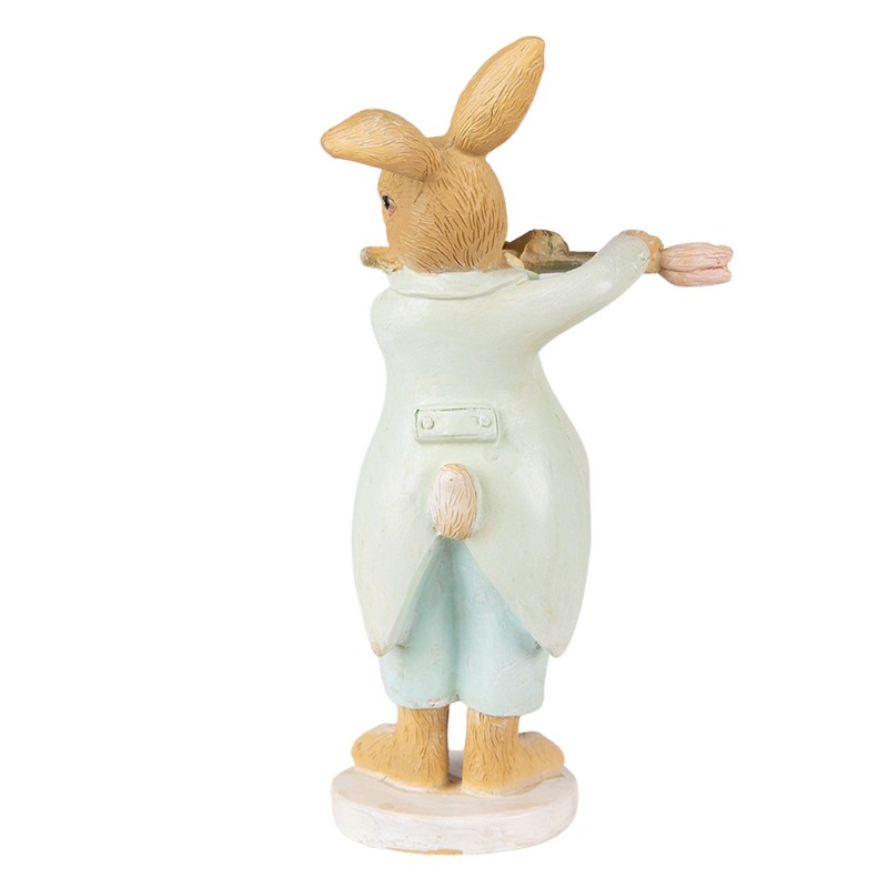 Clayre & Eef Statuetta Coniglio 16 cm Verde Marrone Poliresina
