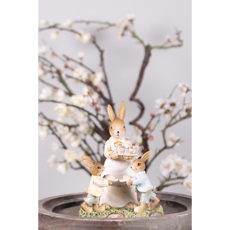 Clayre & Eef Figurine Lapin 15 cm Jaune Marron Polyrésine