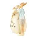 Clayre & Eef Figurine Lapin 17 cm Vert Jaune Polyrésine Happy together