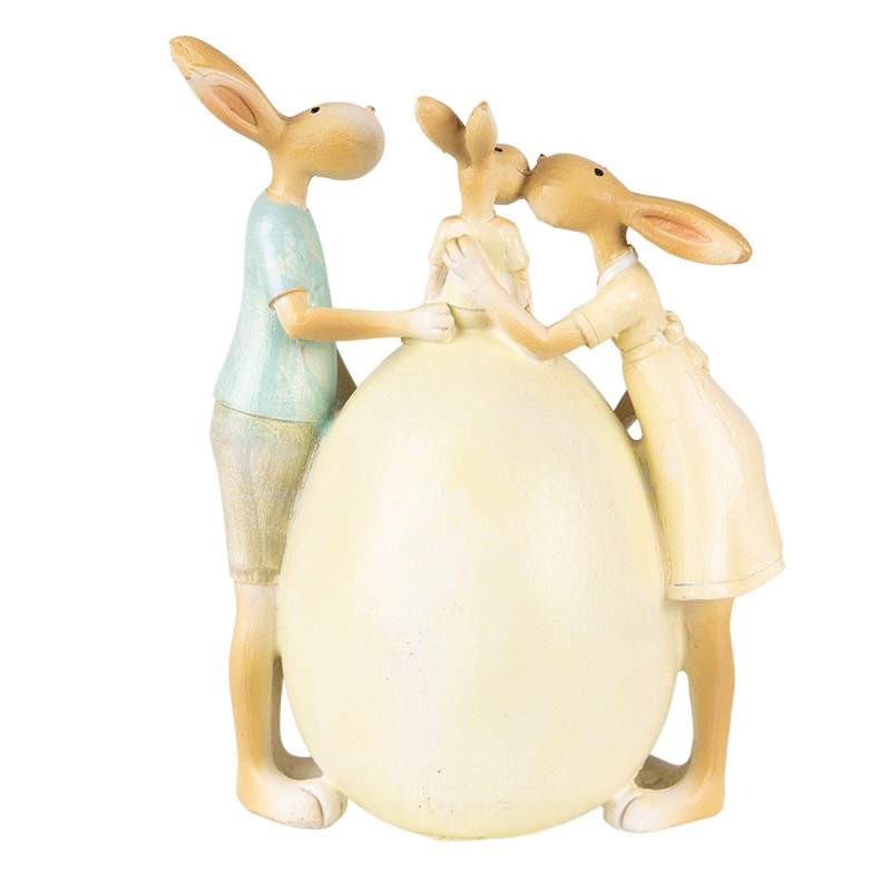 Clayre & Eef Figurine Lapin 17 cm Vert Jaune Polyrésine Happy together