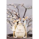 Clayre & Eef Figurine Lapin 17 cm Vert Jaune Polyrésine Happy together