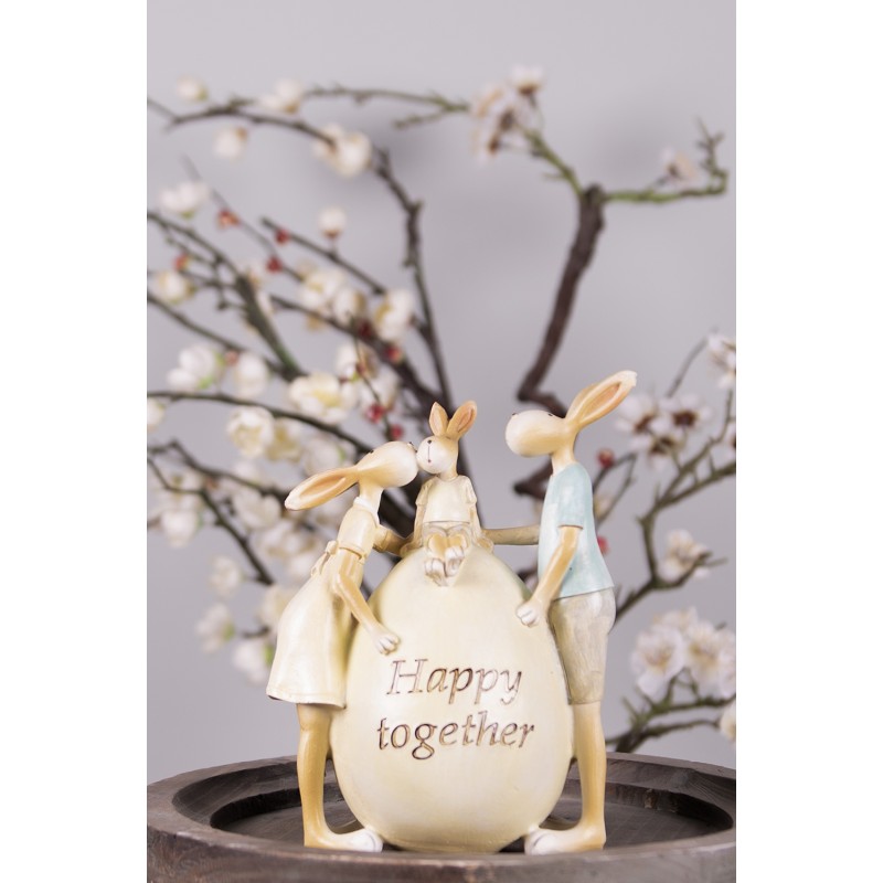 Clayre & Eef Figurine Lapin 17 cm Vert Jaune Polyrésine Happy together