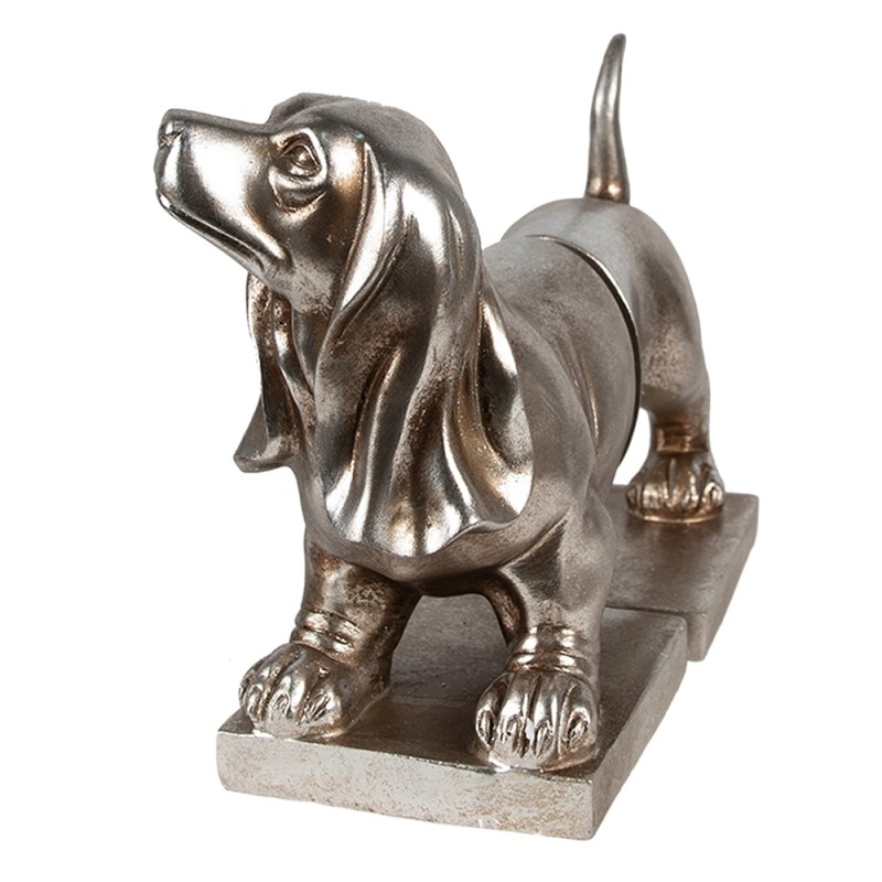 Clayre & Eef Bücherstützen 2-er Set Hund Dackel 36x12x19 cm Silberfarbig Kunststoff