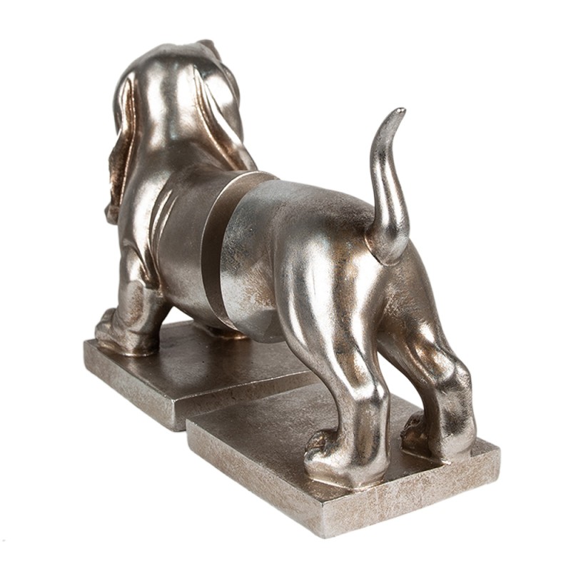 Clayre & Eef Bücherstützen 2-er Set Hund Dackel 36x12x19 cm Silberfarbig Kunststoff