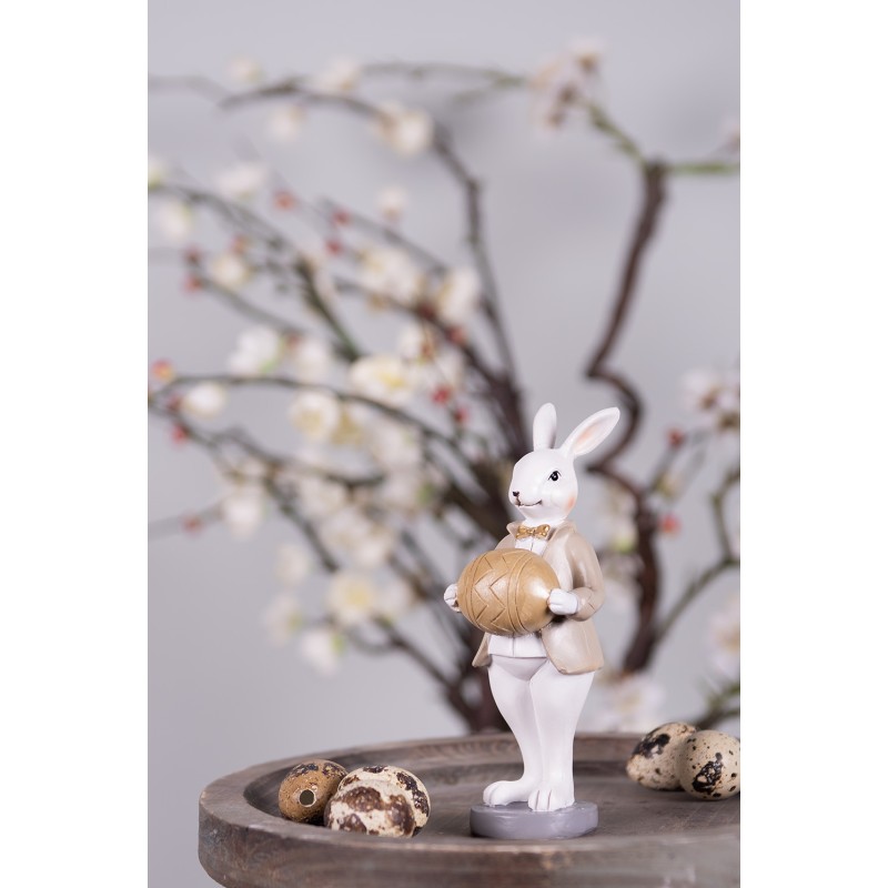 Clayre & Eef Figurine Lapin 15 cm Beige Marron Polyrésine