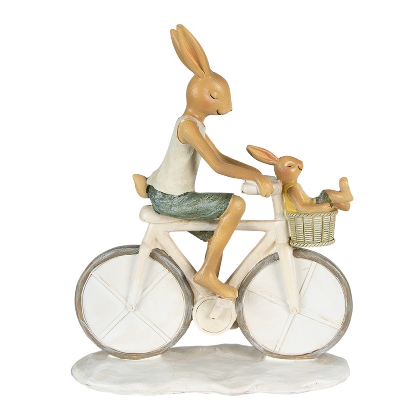 Clayre & Eef Figur Kaninchen 18x7x22 cm Weiß Beige Polyresin