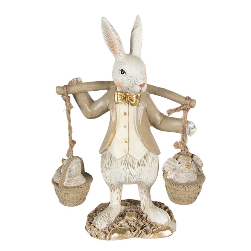 Clayre & Eef Figurine Lapin 17 cm Beige Marron Polyrésine