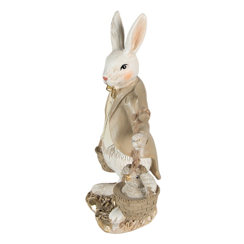Clayre & Eef Figurine Lapin 17 cm Beige Marron Polyrésine