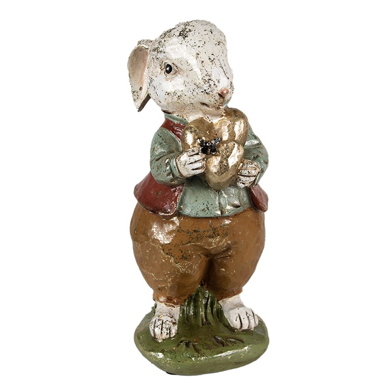 Clayre & Eef Figurine Rabbit 9x12x22 cm Beige Red Polyresin