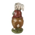Clayre & Eef Figurine Rabbit 9x12x22 cm Beige Red Polyresin