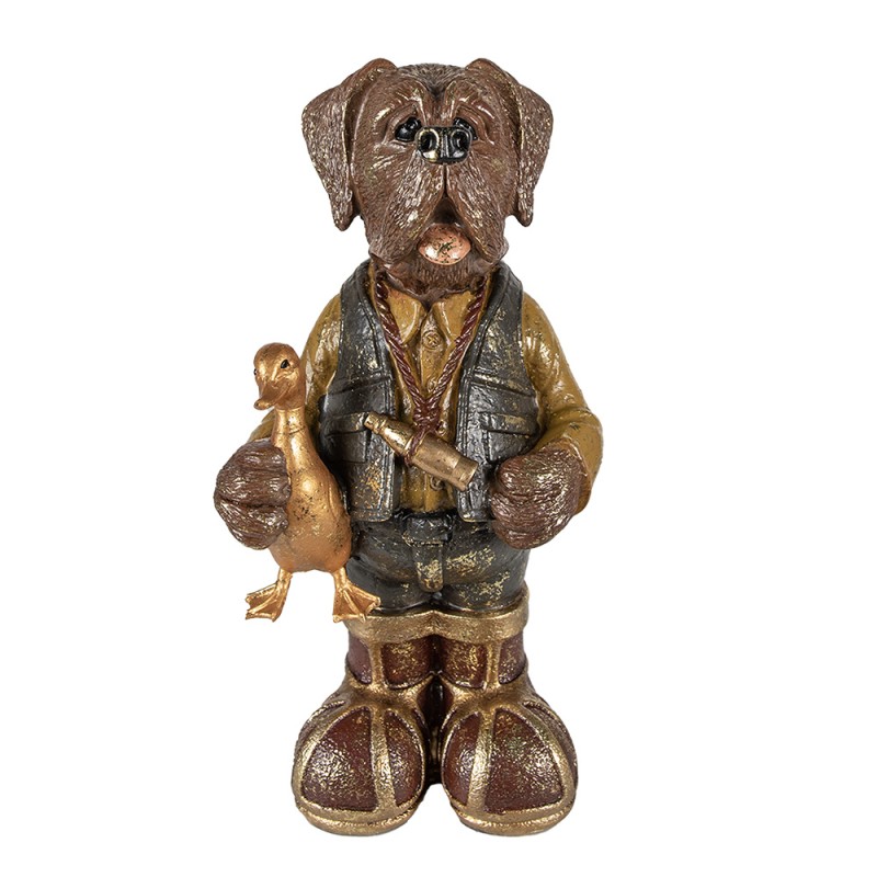 Clayre & Eef Figur Hund 16x14x34 cm Braun Grün Polyresin