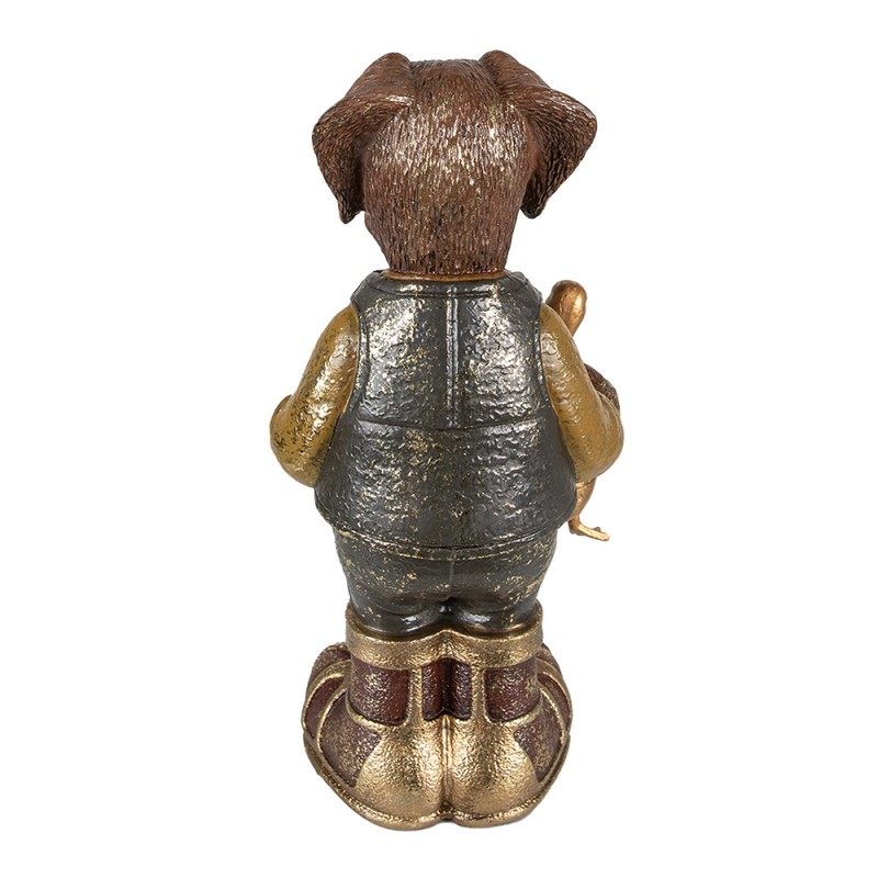 Clayre & Eef Figur Hund 16x14x34 cm Braun Grün Polyresin