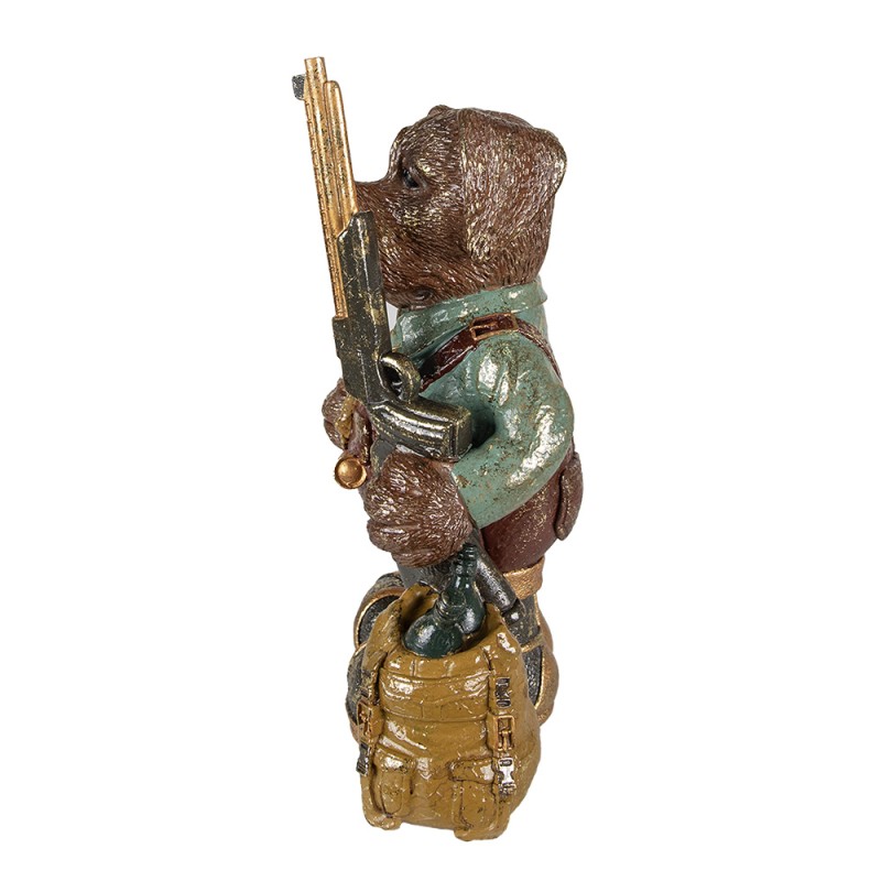 Clayre & Eef Figur Hund 20x13x32 cm Braun Grün Polyresin