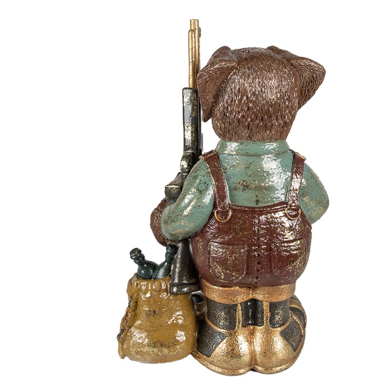 Clayre & Eef Figur Hund 20x13x32 cm Braun Grün Polyresin