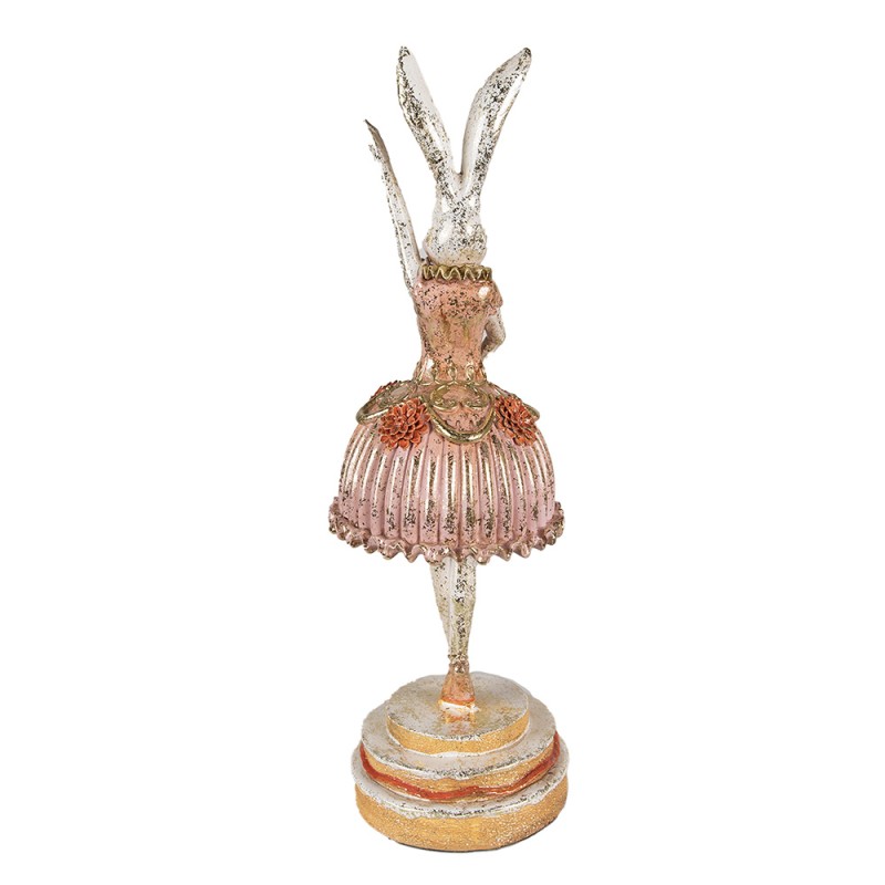 Clayre & Eef Figur Kaninchen 11x11x35 cm Rosa Beige Polyresin