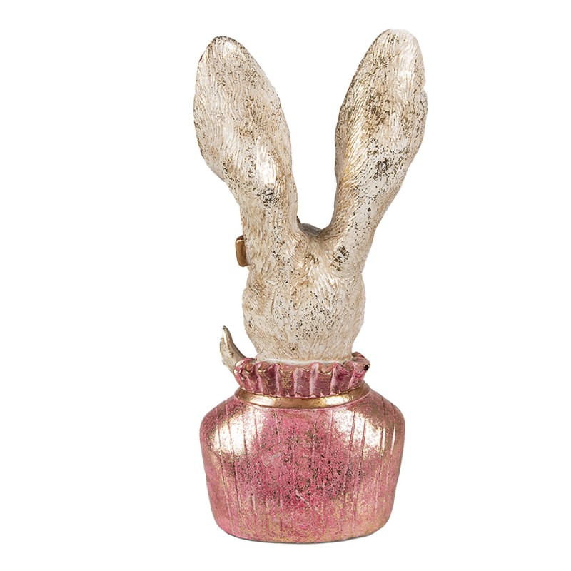 Clayre & Eef Figurine Rabbit 11x12x24 cm Beige Pink Polyresin