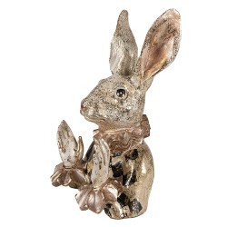 Clayre & Eef Statuetta Coniglio 14x13x24 cm Beige Color oro Poliresina