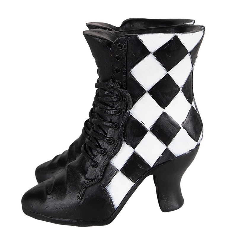 Clayre & Eef Dekoration Schuhe 15x12x15 cm Schwarz Weiß Polyresin