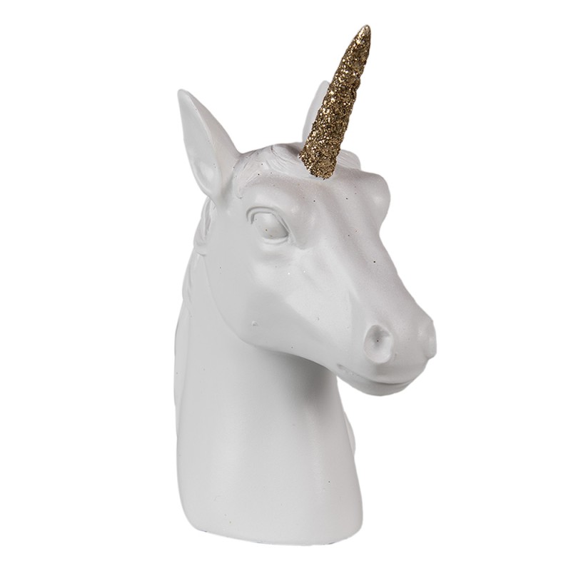 Clayre & Eef Statuetta Unicorno 15 cm Bianco Poliresina