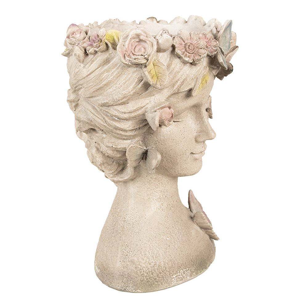 Bloempot Vrouw 20X18X26 Cm Grijs Polyresin Vlinders-image