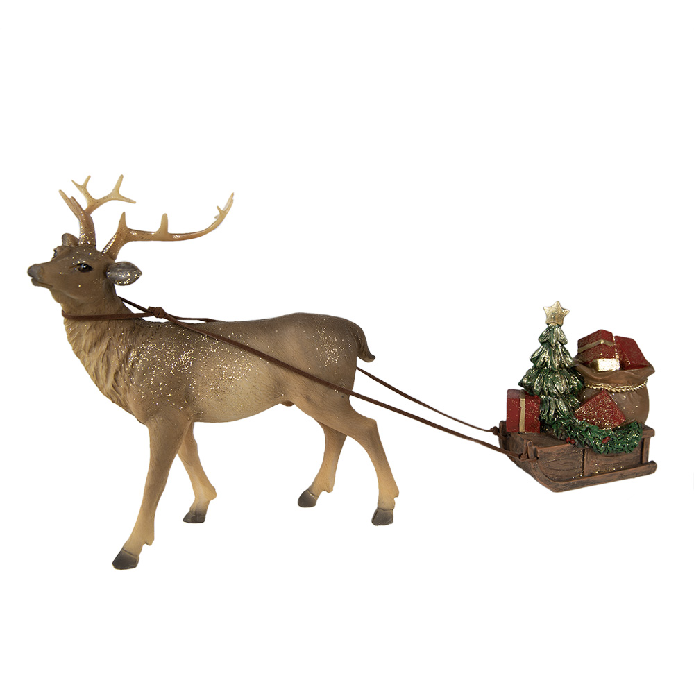 Clayre & Eef Beeld Hert 30x9x20 cm Bruin Polyresin afbeelding