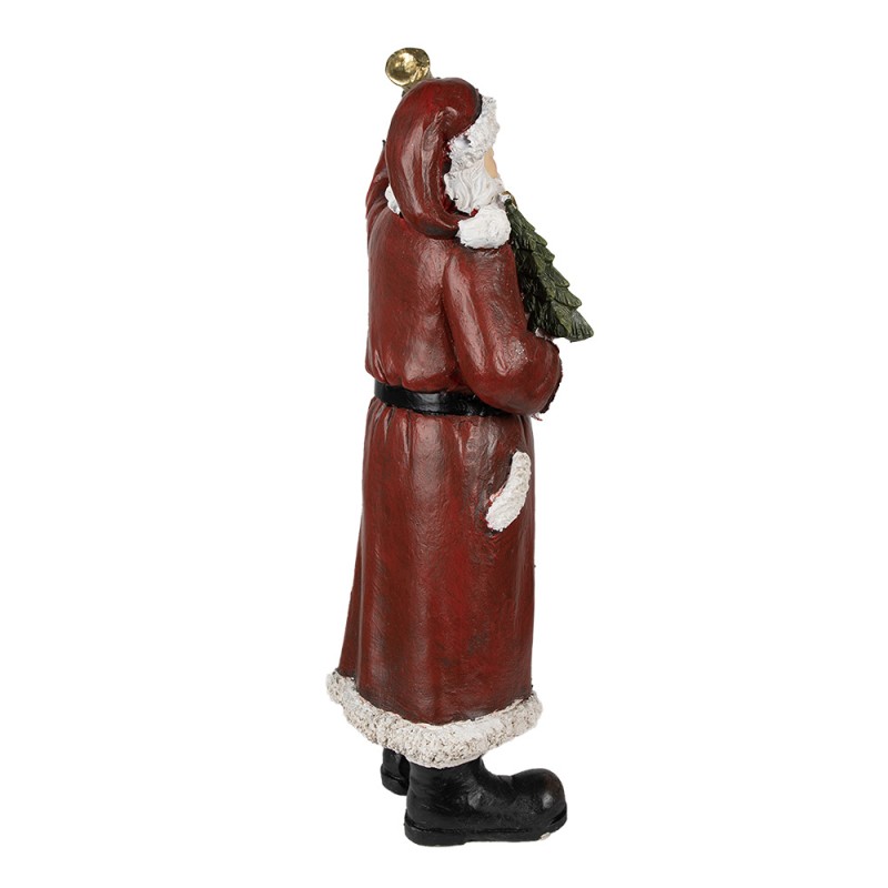 Clayre & Eef Beeld Kerstman 22x15x51 cm Rood Polyresin
