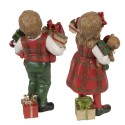 Clayre & Eef Dekorationsfigur Kinder set van 2 / 13 cm Rot Grün Polyresin