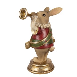 Clayre & Eef Figur Kaninchen 11x7x14 cm Braun Rot Polyresin