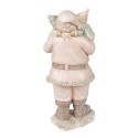 Clayre & Eef Beeld Kerstman 10x8x21 cm Roze Polyresin